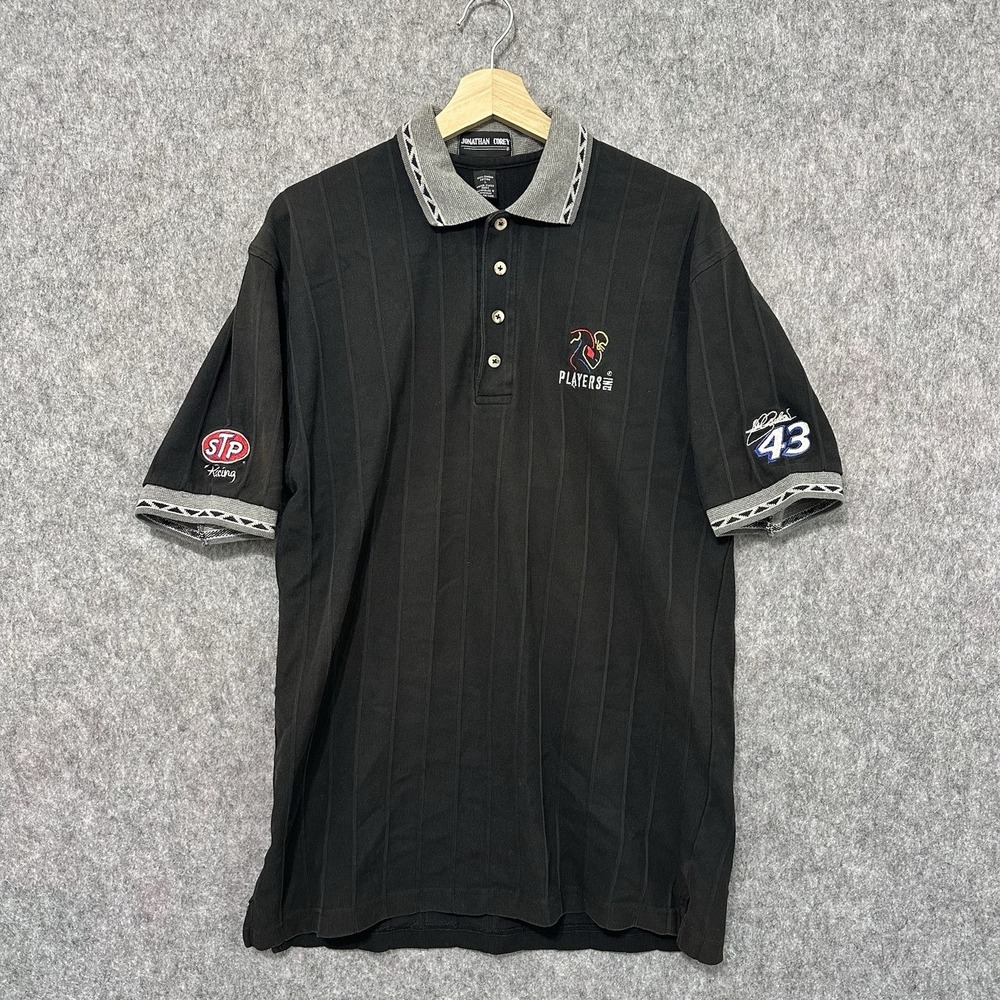 Vintage Jonathan‎ Corey Richard Petty #43 STP Racing Polo Shirt Black Sz Large